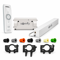 Somfy Tilt Blind Motor Retrofit Kit: Tilt 50 WireFree RTS motor, rechargeable battery pack, Situo 5 Variation remote, tilt rod and headrail adaptors
