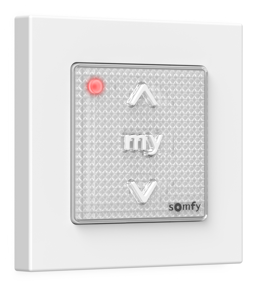 Somfy Smoove 1 RTS Pure II battery wall switch with white Pure frame, part 1871361