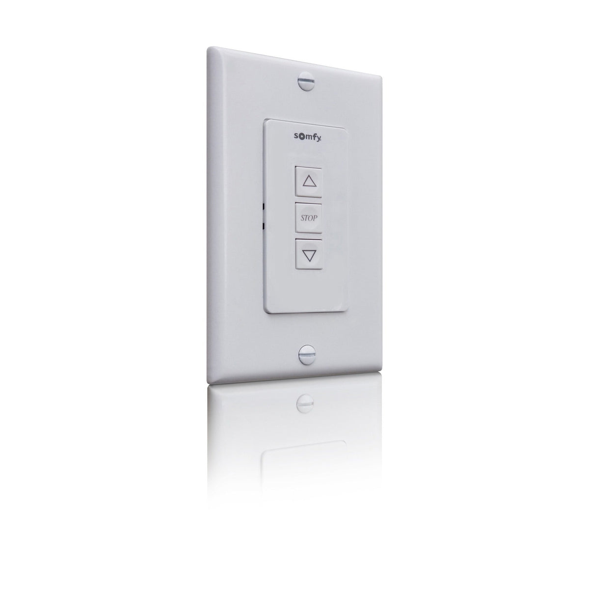 Somfy dry contact switch 1800219, white Decora-style Open, Close, Stop wall switch for DCT shade and drapery motors