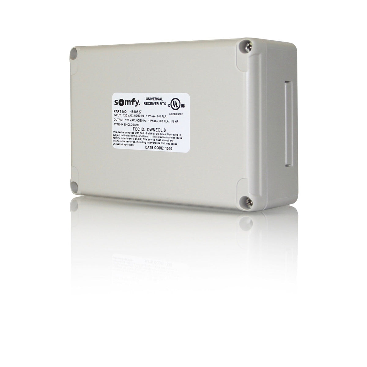 Somfy Universal RTS Receiver 1810627 that adds RTS radio control to wired 120V AC Somfy motors