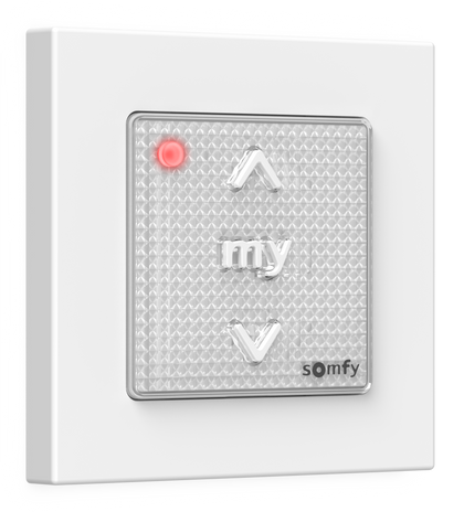 Somfy Smoove 1 RTS Pure II wall switch with white frame, SKU 1871361