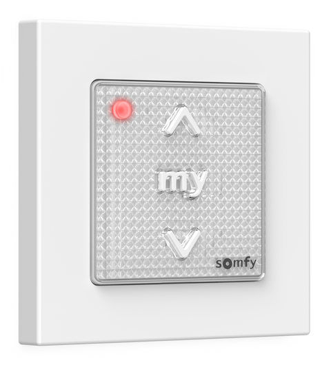 Somfy Smoove 1 RTS Pure II wall switch with white frame, SKU 1871361