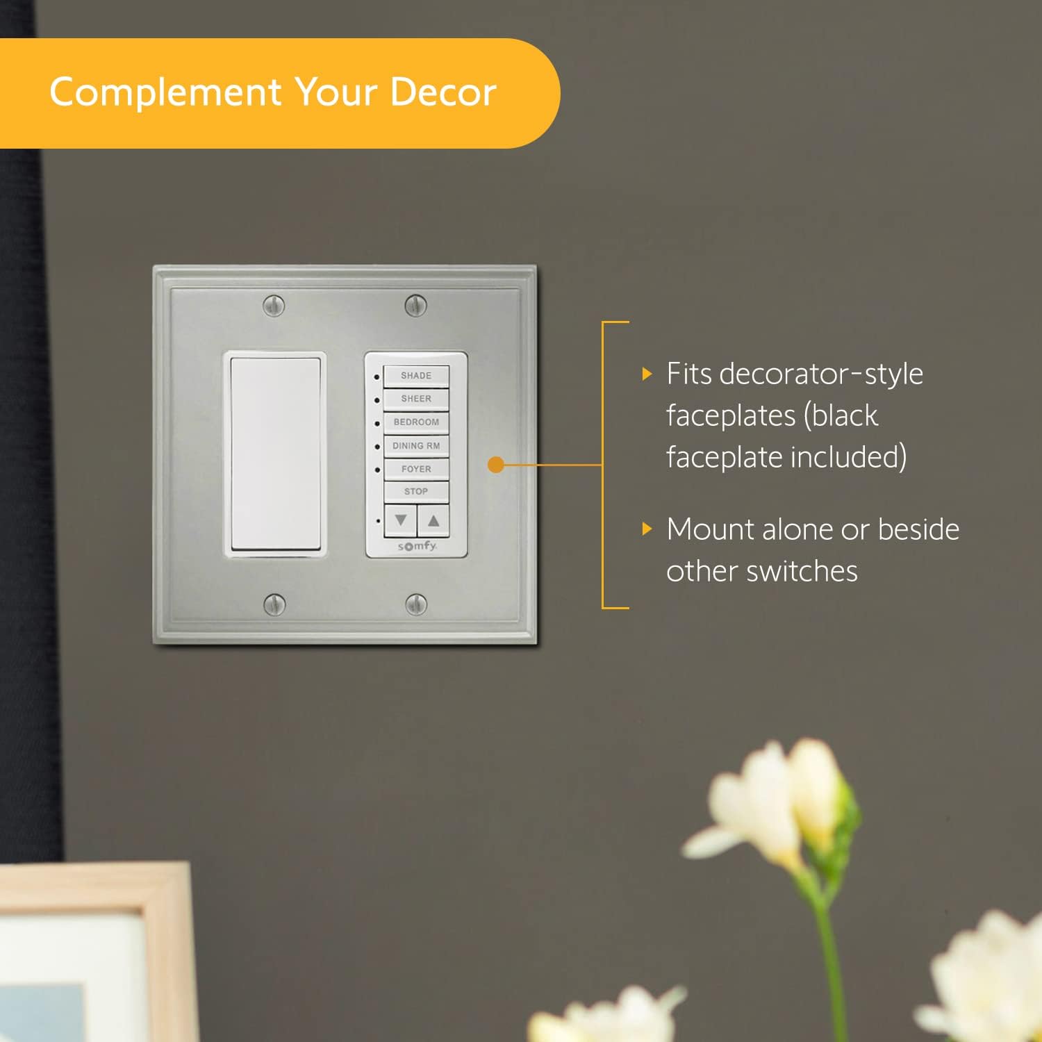 Somfy Control DecoFlex 5 Channel RTS Wirefree Wall Switch White 1810813