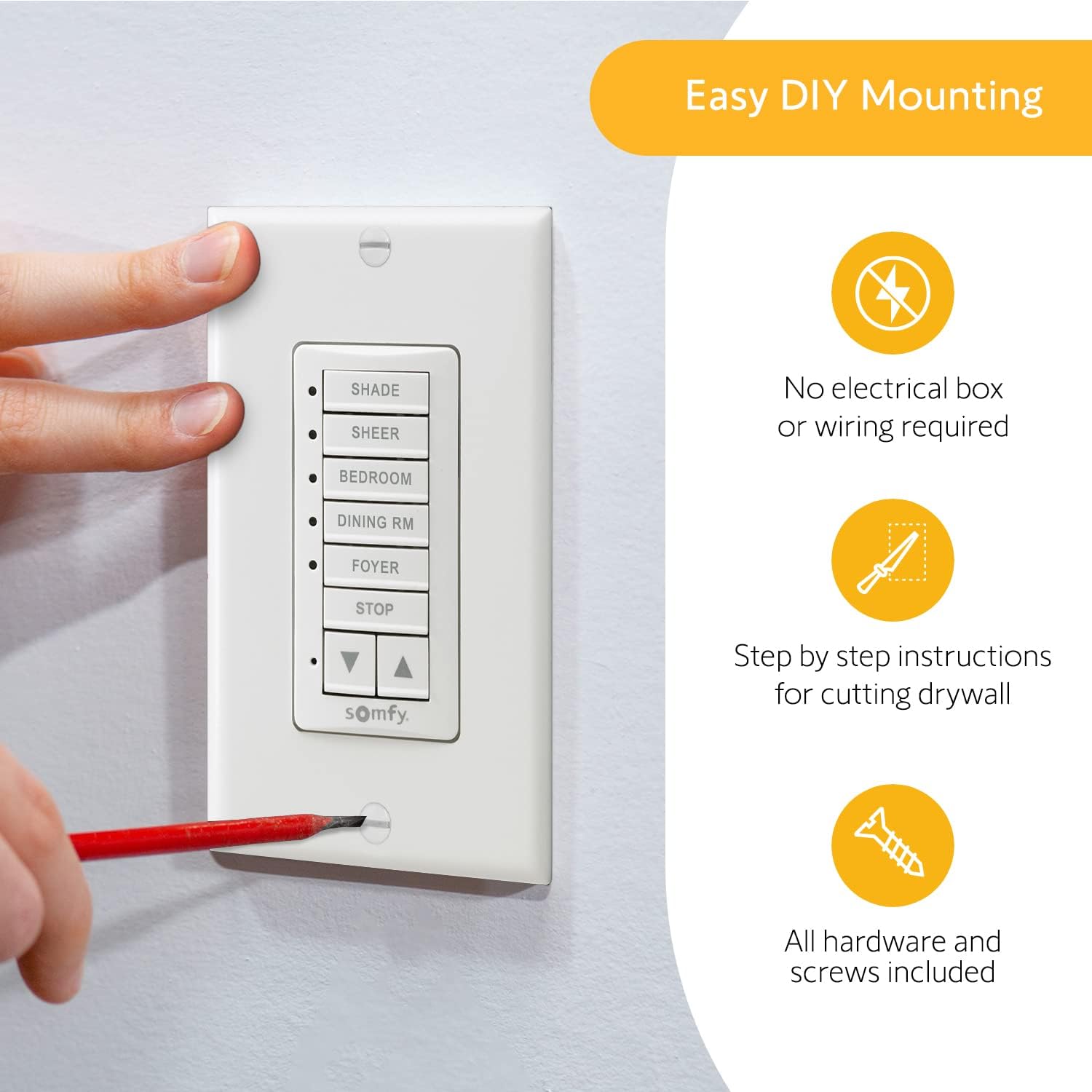 Somfy Control DecoFlex 5 Channel RTS Wirefree Wall Switch White 1810813