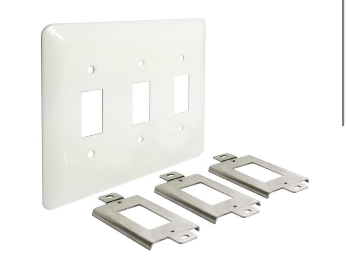 Rocker Switch Plate Kit, 3 gang white