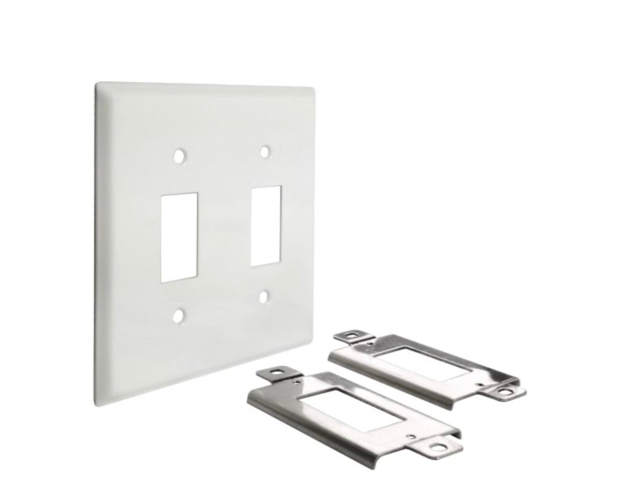 Rocker Switch Plate Kit, 2 gang white