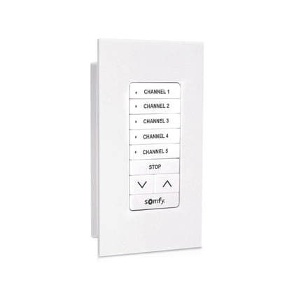 Somfy DecoFlex Surface 5-Channel RTS WireFree Wall Switch, White (1871025)