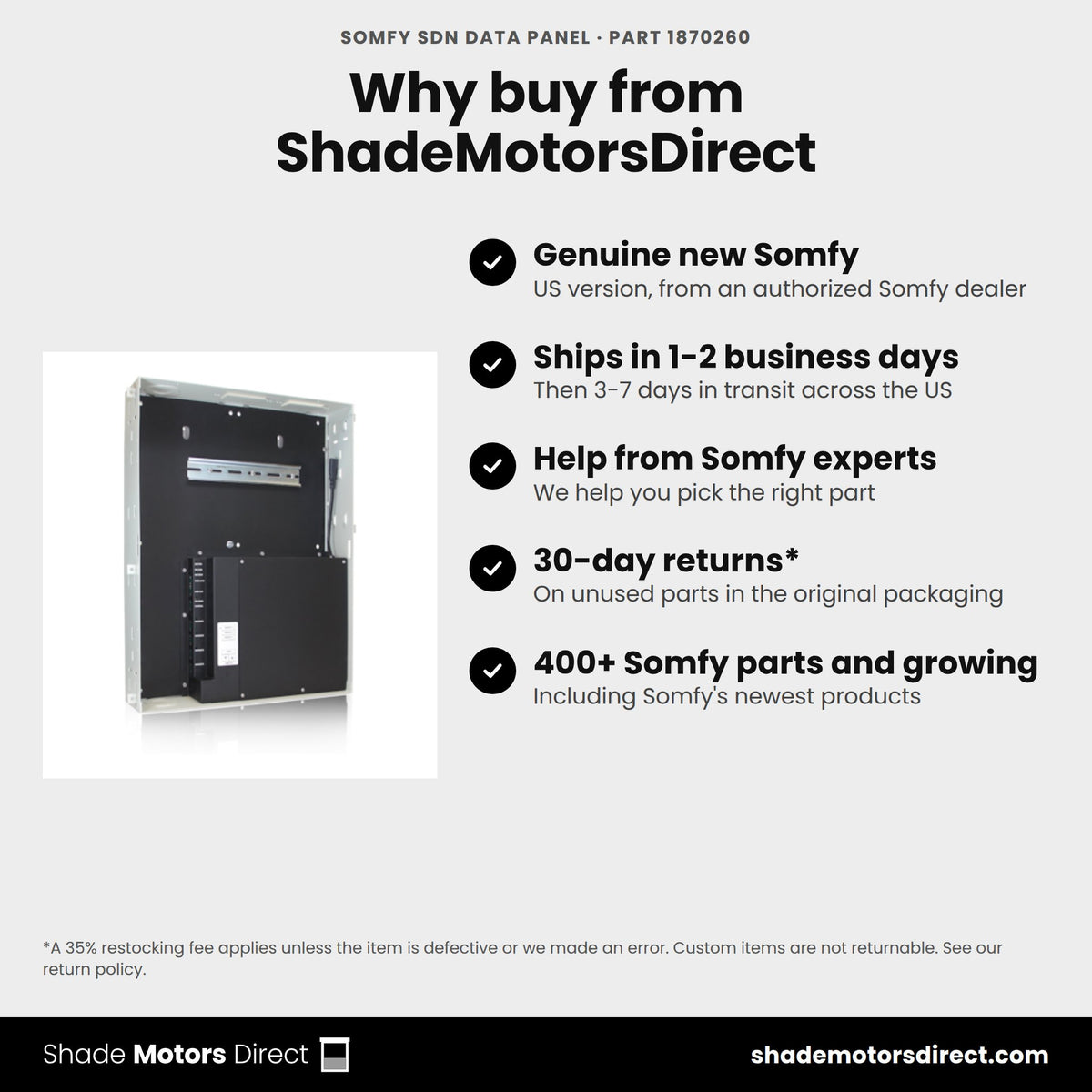 Buy the Somfy SDN Data Panel, part 1870260, genuine new, from ShadeMotorsDirect