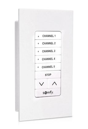 Somfy DecoFlex Surface 5-Channel RTS Wirefree Wall Switch, White (1871025)